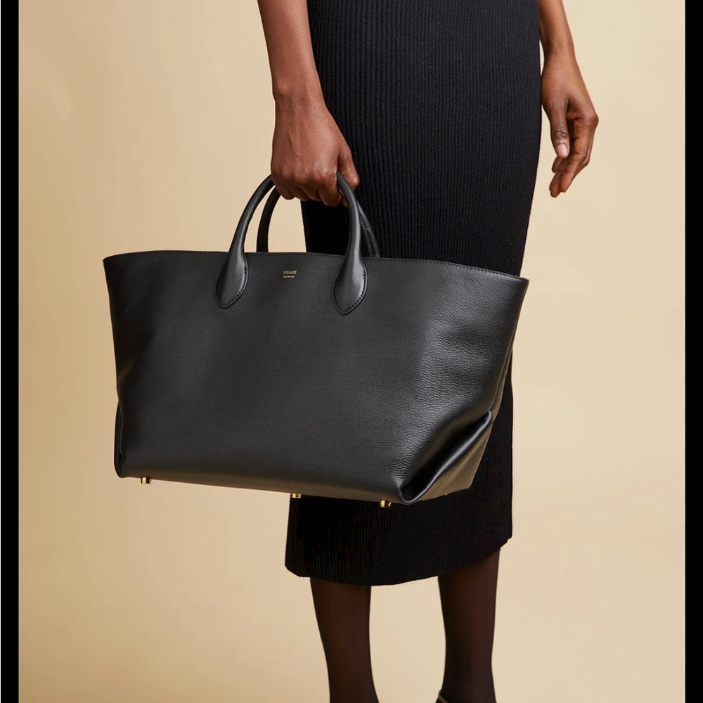 Black Leather Envelope Tote Medium